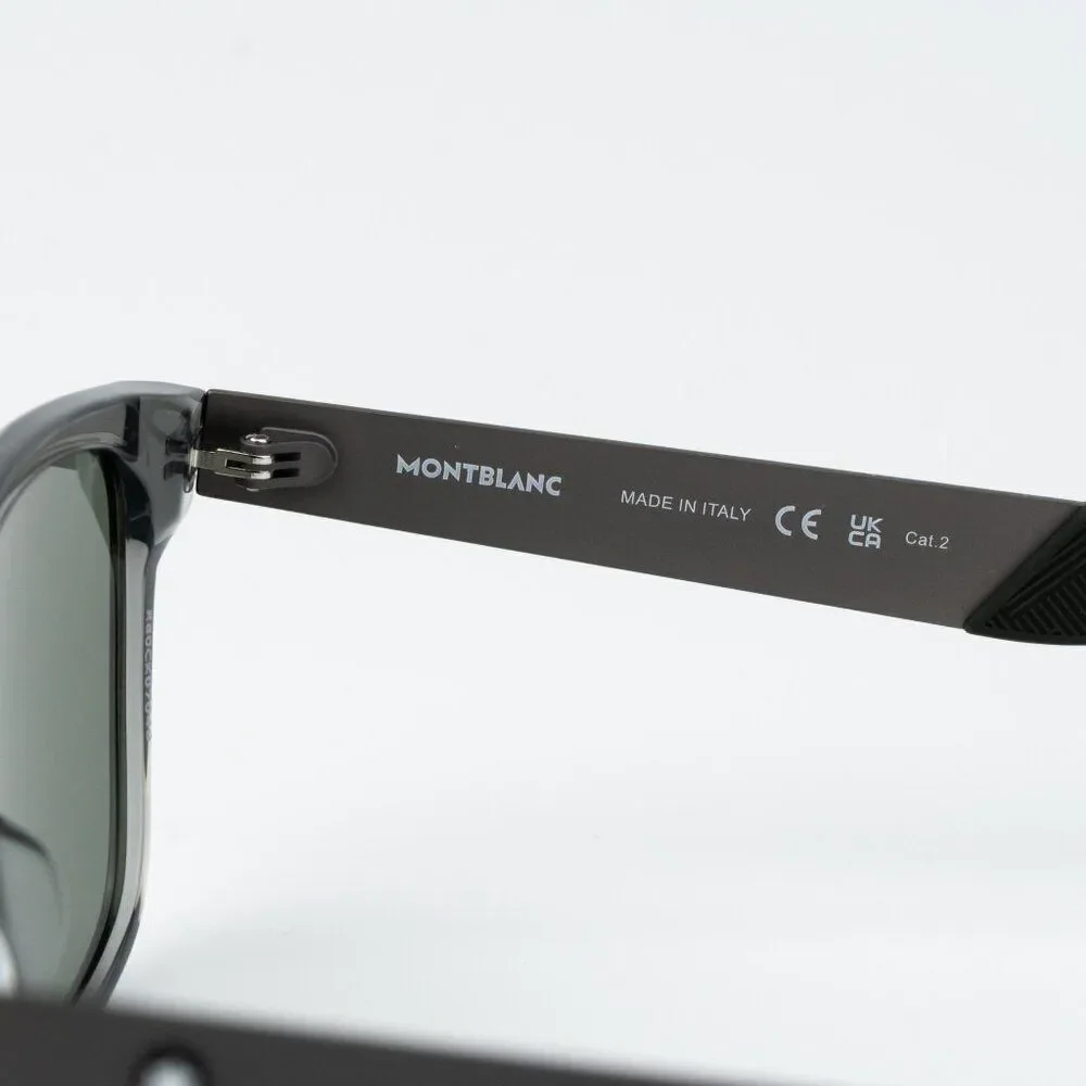 Montblanc Men Sunglasses Grey Ruthenium Green Square MB0298S 003 NEW AUTHENTIC